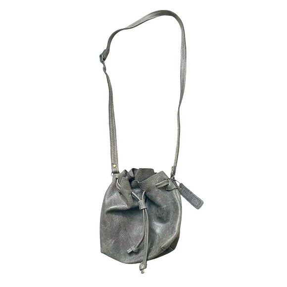 Frank & Co. Leather Crossbody Bucket Bag Women's Gray  Casual Everyday Classic - Picture 1 of 10